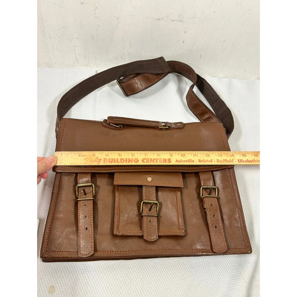 Unbranded Messenger Bag 15x11 Brown Leather Satchel‎ Briefcase Mens